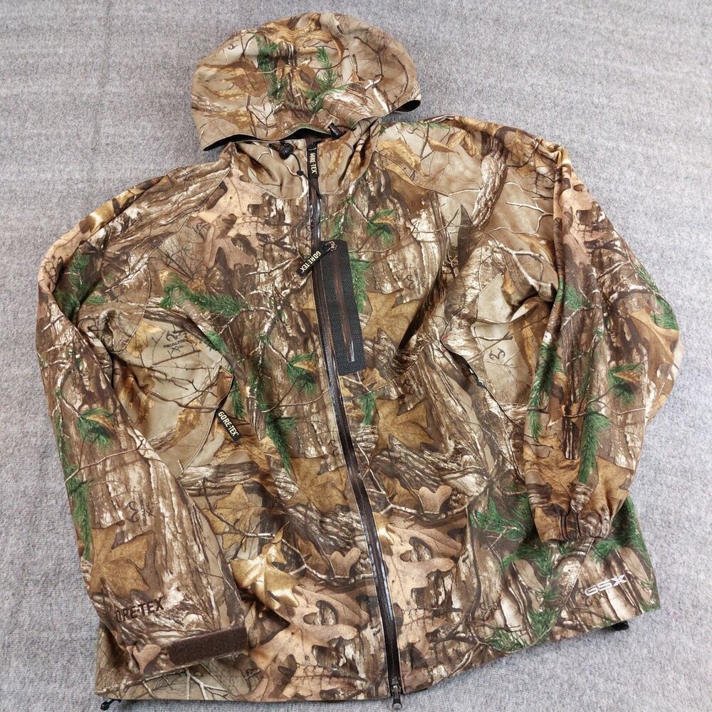 GSX Gore-Tex Real Tree Hunting Jacket Mens 2XL Camo Waterproof Outdoor Travel